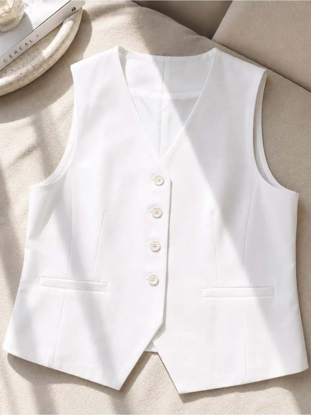 Classic White Kids Vest - Formal Button Front